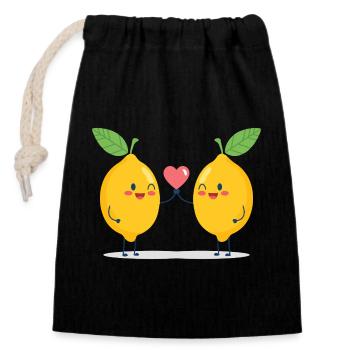 Amour câlin au citron vert - Sac cadeau en coton avec cordon (14 x 20 cm) - noir - Devant