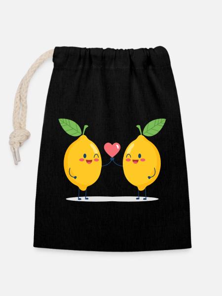 Cuddly lime love - Closable cotton gift bag (14x20cm) - black