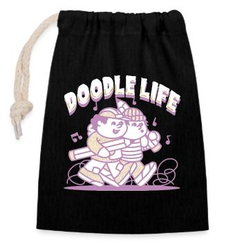 Doodle Life Doodle Drawing - Closable cotton gift bag (14x20cm) - black - Front