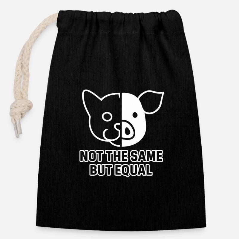 Chat Cochon - Sac cadeau en coton avec cordon (14 x 20 cm) - noir