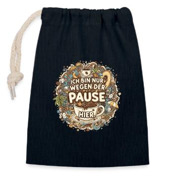 Ich bin nur wegen der Pause hier – Kaffee - Verschließbarer Geschenkbeutel aus Baumwolle (14x20cm) - Navy - Vorne