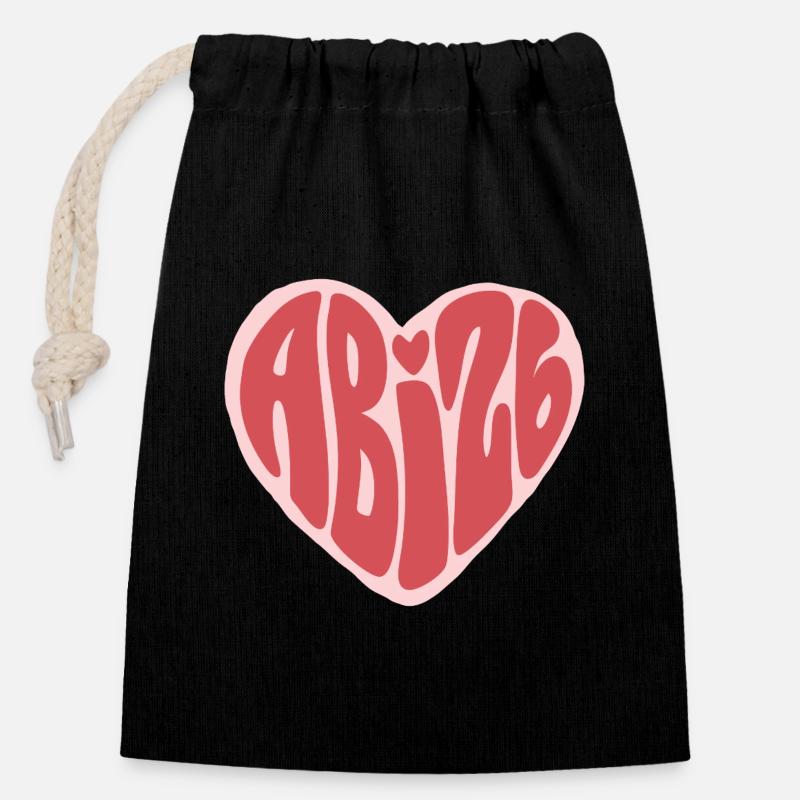 ABG Herz Typografie in Rosa - Verschließbarer Geschenkbeutel aus Baumwolle (14x20cm) - Schwarz