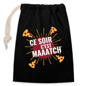 Tonight it's Maatch Pizza - Closable cotton gift bag (14x20cm) - black - Front