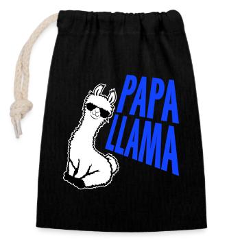 Papa Lama Cool Sonnenbrille Sitzend Lustig Tier - Verschließbarer Geschenkbeutel aus Baumwolle (14x20cm) - Schwarz - Vorne