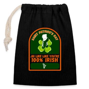 SAINT PATRICK'S DAY - Closable cotton gift bag (14x20cm) - black - Front