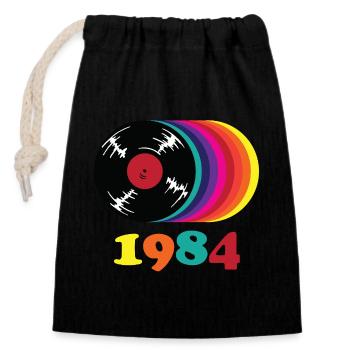 Disque vinyle de 1984 - Sac cadeau en coton avec cordon (14 x 20 cm) - noir - Devant
