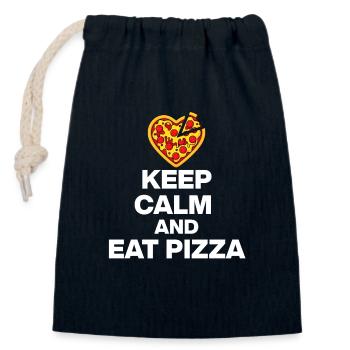 RESTE CALME ET MANGE DE LA PIZZA, CADEAU 🍕 DE TOXICOMANE DE PIZZA - Sac cadeau en coton avec cordon (14 x 20 cm) - bleu marine - Devant