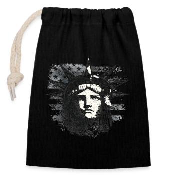 Statue de la Liberté avec drapeau américain - Sac cadeau en coton avec cordon (14 x 20 cm) - noir - Devant
