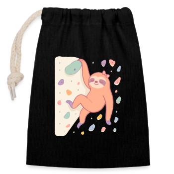Paresseux de bloc pour femmes et passionnés d’escalade - Sac cadeau en coton avec cordon (14 x 20 cm) - noir - Devant