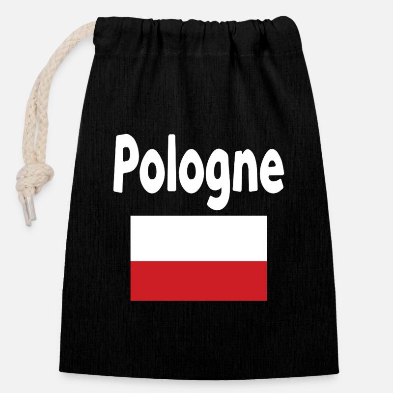 Polen-Tippfehler und rote Flagge - Verschließbarer Geschenkbeutel aus Baumwolle (14x20cm) - Schwarz