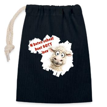 Dessin animé drôle de mouton avec texte rouge - Sac cadeau en coton avec cordon (14 x 20 cm) - bleu marine - Devant