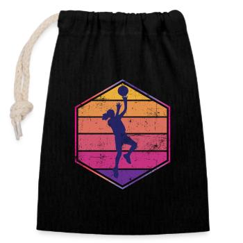 Basketteur - Sac cadeau en coton avec cordon (14 x 20 cm) - noir - Devant