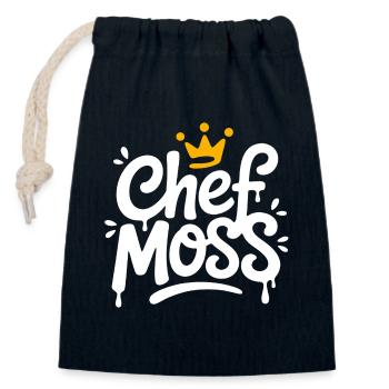 Logo de la couronne Chef Moss - Sac cadeau en coton avec cordon (14 x 20 cm) - bleu marine - Devant