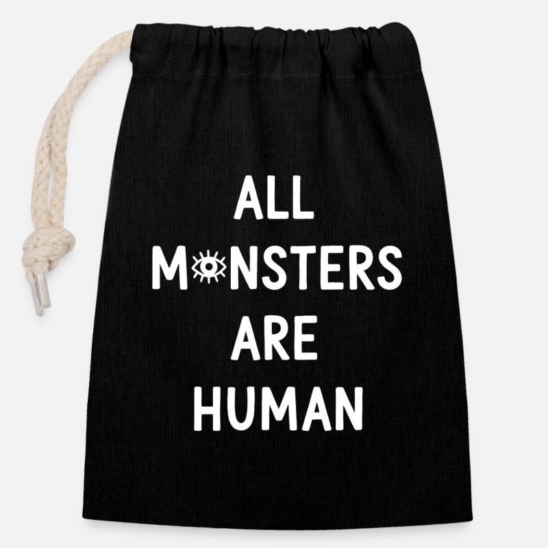 All Monsters Are Human - Closable cotton gift bag (14x20cm) - black