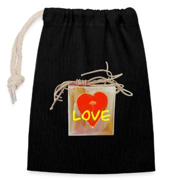 Heart Love Valentine's Day - Closable cotton gift bag (14x20cm) - black - Front