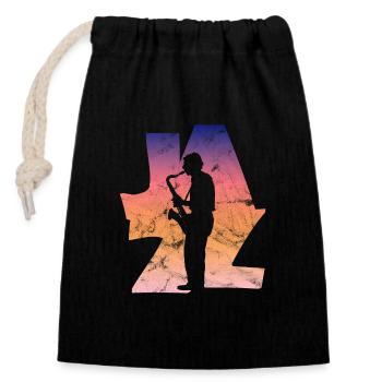 Saxophoniste de jazz - Sac cadeau en coton avec cordon (14 x 20 cm) - noir - Devant