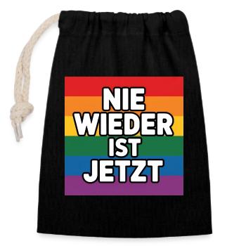 Nie wieder ist Jetzt ! - Logo Cool Pride - Sac cadeau en coton avec cordon (14 x 20 cm) - noir - Devant