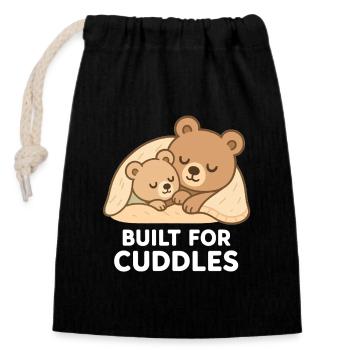 Two Bears to Cuddle – Built for Cuddles - Closable cotton gift bag (14x20cm) - black - Front
