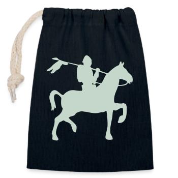 Ritter Krieger auf ein Pferd - Verschließbarer Geschenkbeutel aus Baumwolle (14x20cm) - Navy - Vorne