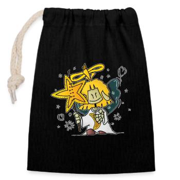 Micol - the star-pusher / - Closable cotton gift bag (14x20cm) - black - Front