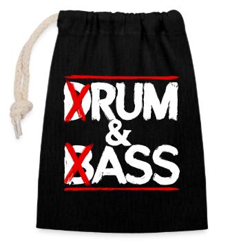 Drum & Bass Rum & Ass lustiger Schlagzeuger - Verschließbarer Geschenkbeutel aus Baumwolle (14x20cm) - Schwarz - Vorne