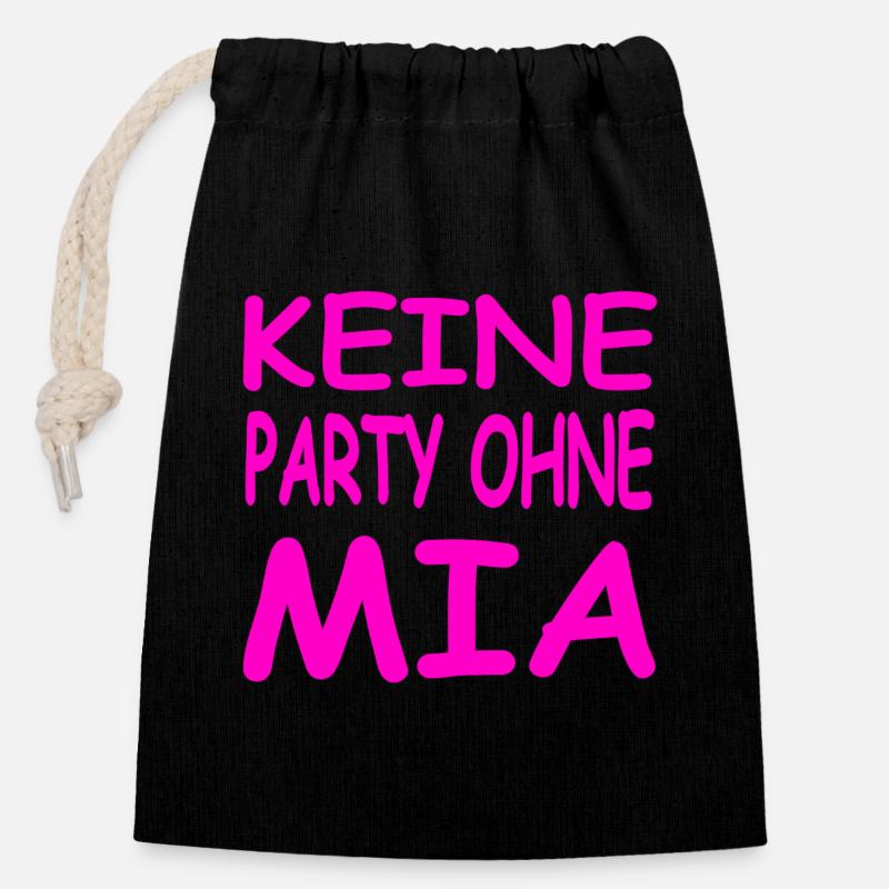 MIA - Sac cadeau en coton avec cordon (14 x 20 cm) - noir