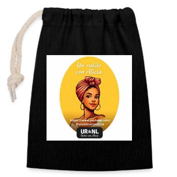Alicia Portrait mit Turban – Gelber Hintergrund - Verschließbarer Geschenkbeutel aus Baumwolle (14x20cm) - Schwarz - Vorne