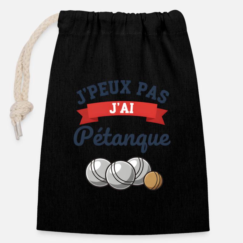 Ich kann nicht. Ich habe Pétanque gespielt. - Verschließbarer Geschenkbeutel aus Baumwolle (14x20cm) - Schwarz