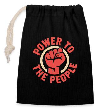 Le pouvoir au peuple - Socialist Antifa Tee - Sac cadeau en coton avec cordon (14 x 20 cm) - noir - Devant