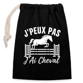 I Can't, I Have Horse — Horse Riding - Closable cotton gift bag (14x20cm) - black - Front