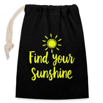 Trouvez votre déclaration positive Sunshine avec Sun - Sac cadeau en coton avec cordon (14 x 20 cm) - noir - Devant