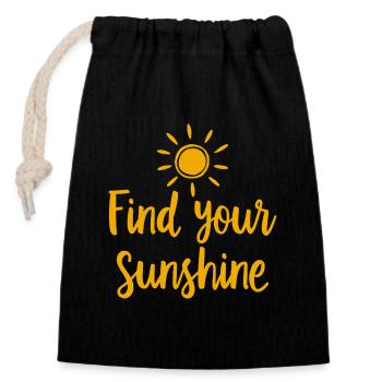 Trouvez votre déclaration positive Sunshine avec Sun - Sac cadeau en coton avec cordon (14 x 20 cm) - noir - Devant