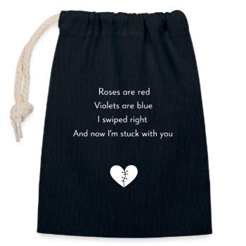 Les roses sont rouges – Humour noir pour la Saint-Valentin - Sac cadeau en coton avec cordon (14 x 20 cm) - bleu marine - Devant