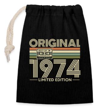 Original 1974 Retro Hits - Closable cotton gift bag (14x20cm) - black - Front