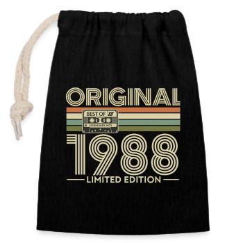 Original 1988 Édition Limitée Vintage - Sac cadeau en coton avec cordon (14 x 20 cm) - noir - Devant