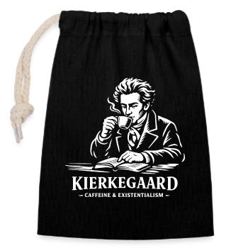 Kierkegaard Coffee Existentialism - Closable cotton gift bag (14x20cm) - black - Front