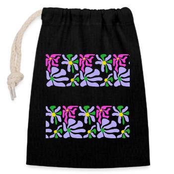 Abstract Art Flowers - Closable cotton gift bag (14x20cm) - black - Front