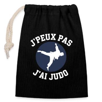 Judo: Ich kann nicht, ich habe Judo - Verschließbarer Geschenkbeutel aus Baumwolle (14x20cm) - Schwarz - Vorne