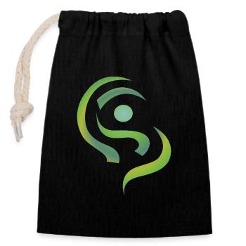 yoga_design_1 - Sac cadeau en coton avec cordon (14 x 20 cm) - noir - Devant