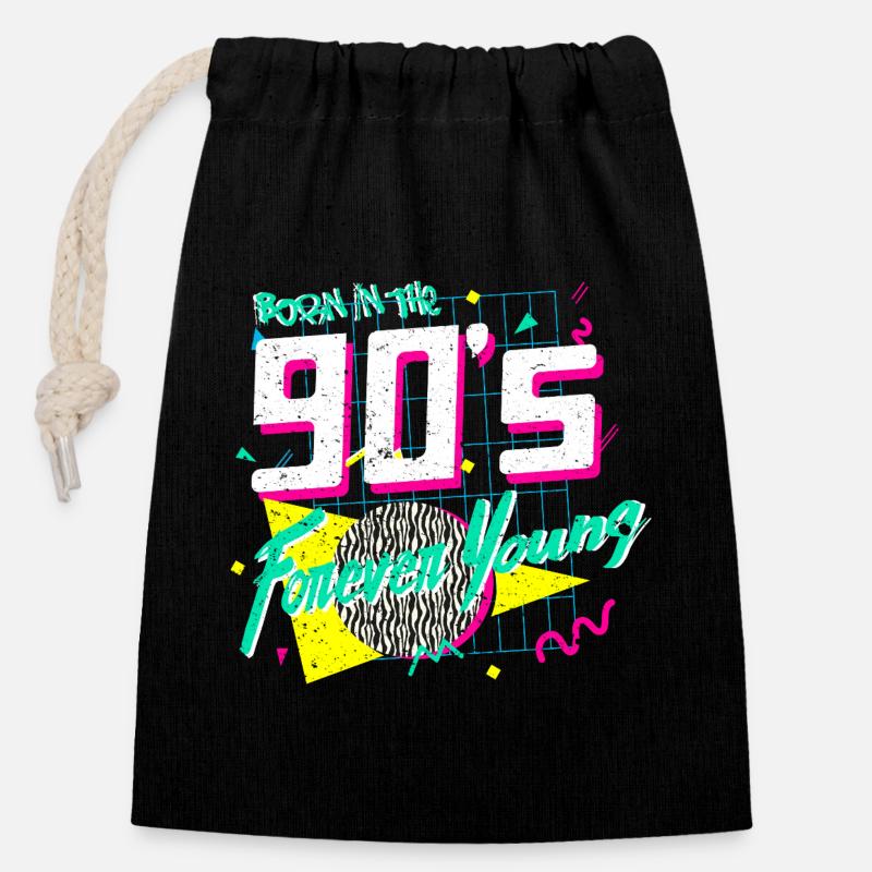 90s - Closable cotton gift bag (14x20cm) - black