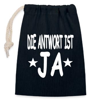 Ja - Verschließbarer Geschenkbeutel aus Baumwolle (14x20cm) - Navy - Vorne