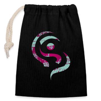 yoga_design_13 - Sac cadeau en coton avec cordon (14 x 20 cm) - noir - Devant