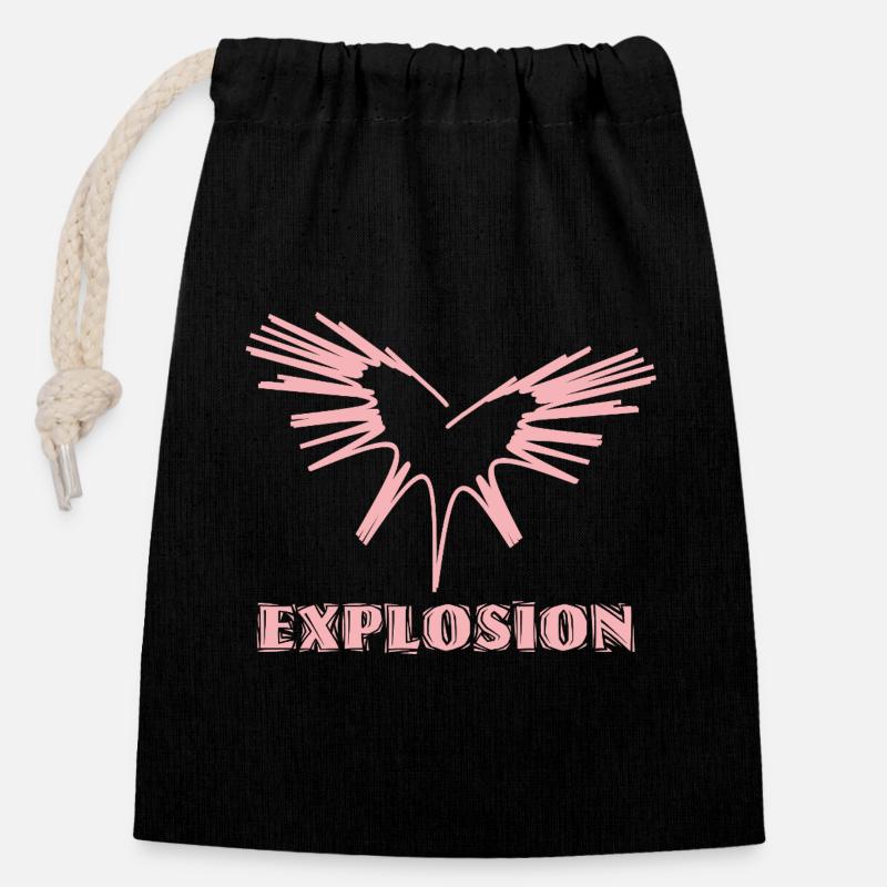 Explosion d’amour - Sac cadeau en coton avec cordon (14 x 20 cm) - noir