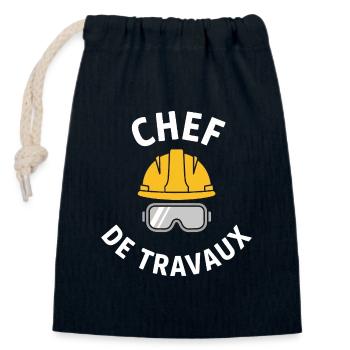 Chef de Chantier travaux Bricoleur Bricolage Cadea - Sac cadeau en coton avec cordon (14 x 20 cm) - bleu marine - Devant