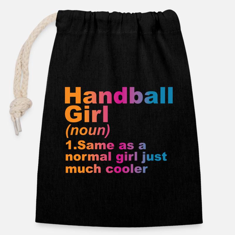 Handball Spielerin - Verschließbarer Geschenkbeutel aus Baumwolle (14x20cm) - Schwarz