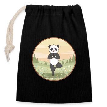 Yoga-Panda-Bär macht Baumposen-Kunst - Verschließbarer Geschenkbeutel aus Baumwolle (14x20cm) - Schwarz - Vorne