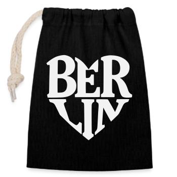 Berlin Herzschrift Logo - Verschließbarer Geschenkbeutel aus Baumwolle (14x20cm) - Schwarz - Vorne