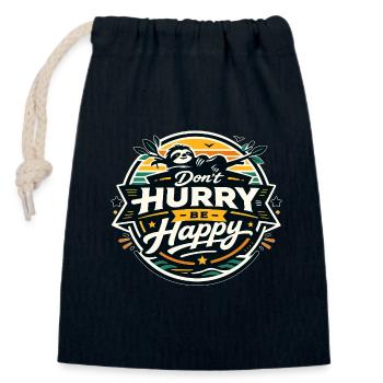 Dont Hurry Be Happy Sloth - Closable cotton gift bag (14x20cm) - navy - Front