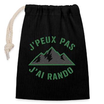 Montagnes vertes et slogan Randonnée - Sac cadeau en coton avec cordon (14 x 20 cm) - noir - Devant