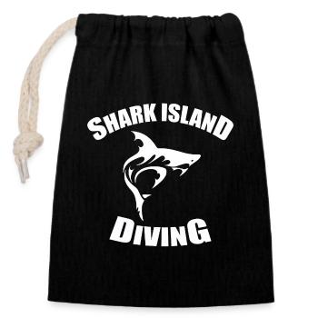 PLONGÉE SUR L’ÎLE DES REQUINS - Sac cadeau en coton avec cordon (14 x 20 cm) - noir - Devant